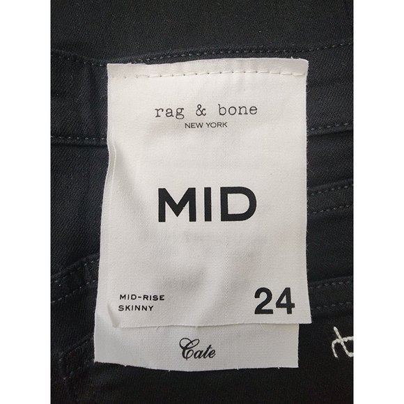 Rag & Bone NWT Cate Black Mid Rise Skinny Jeans Pants 24 - Picture 7 of 9